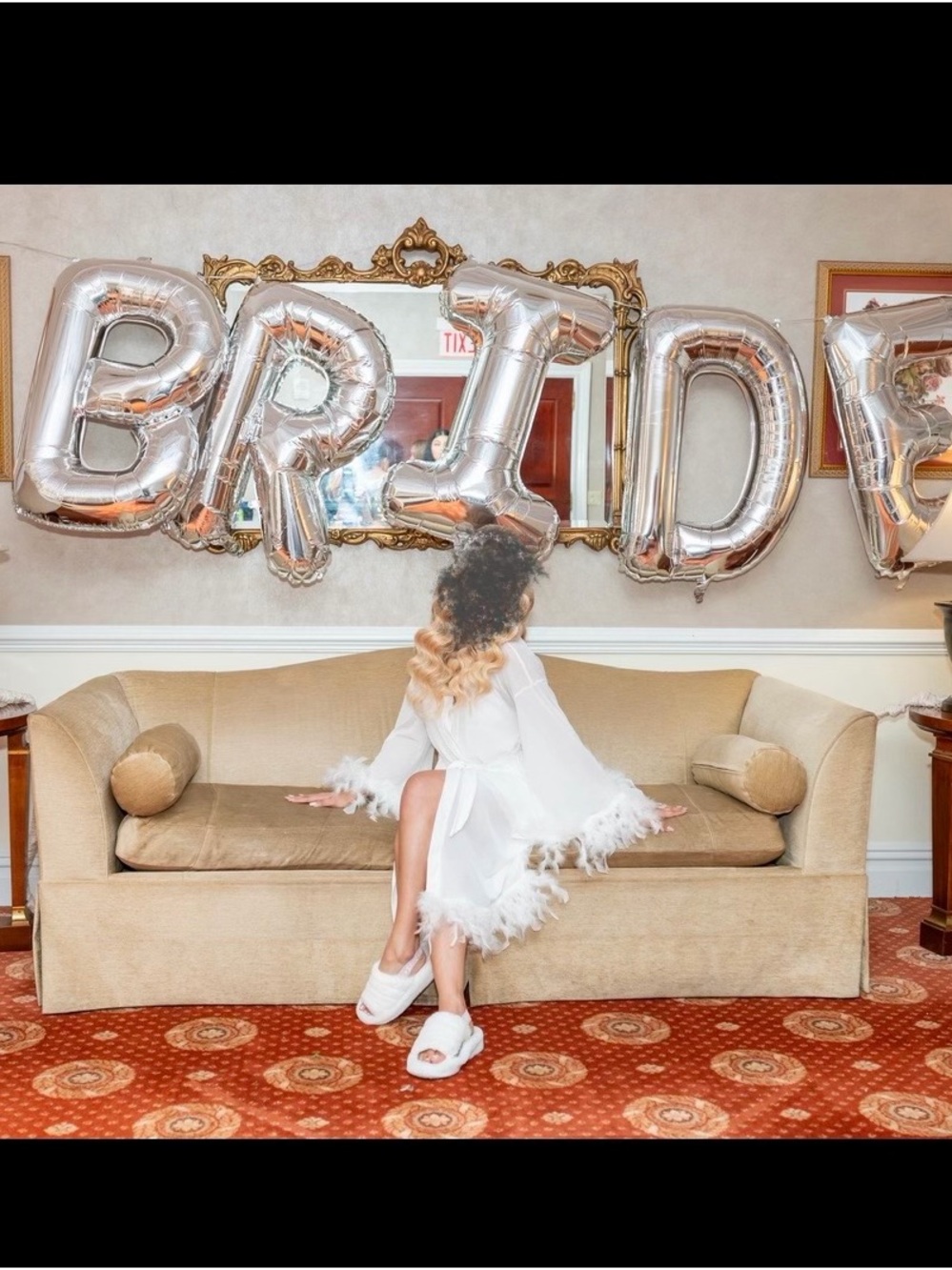 Wedding Robe- White Feather-Trim Robe - Picture 4 of 5